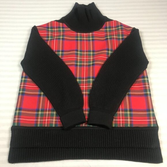 Burberry Sweater Womens Medium Red Black Tartan Plaid Wool Cashmere Pullover - Picture 2 of 10